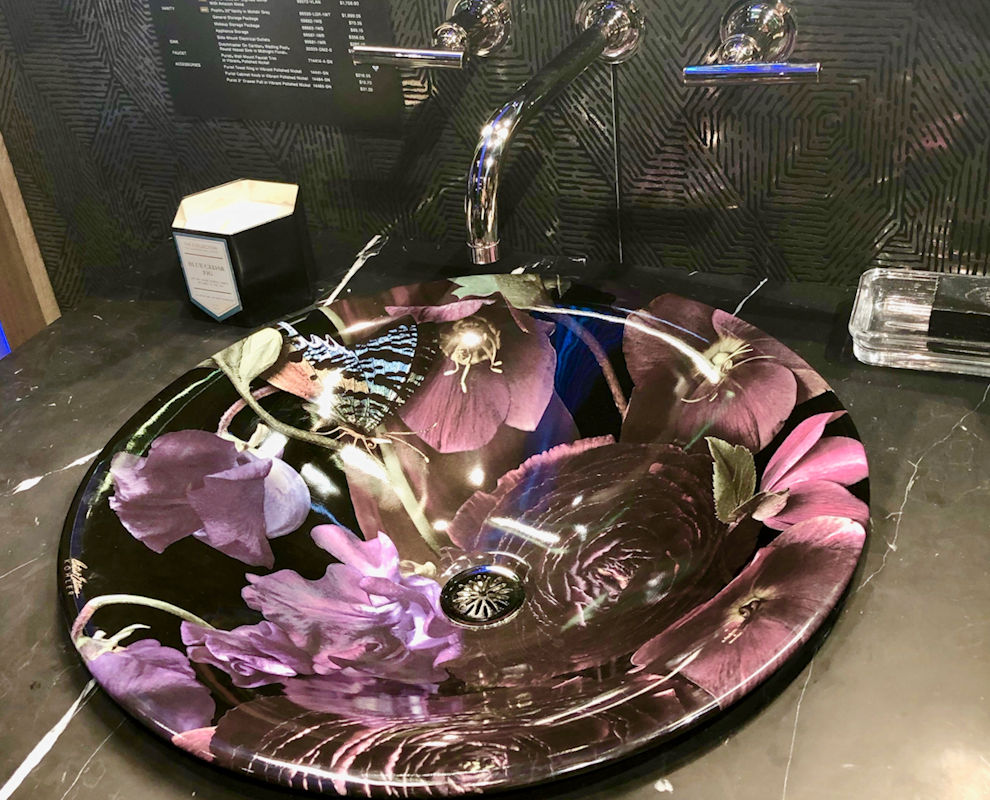 photo of kohler floral sink in bathroom